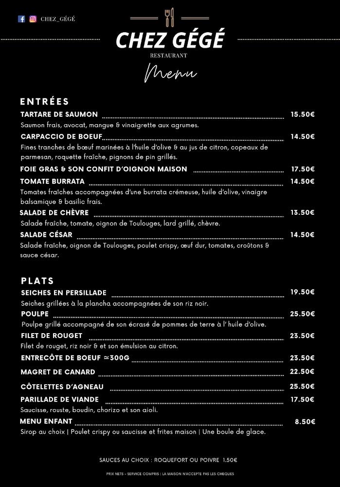 Chez GéGé - Menu Image 1